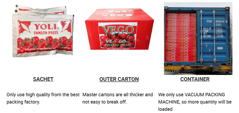 Sachet Tomato Paste 56g, 70g