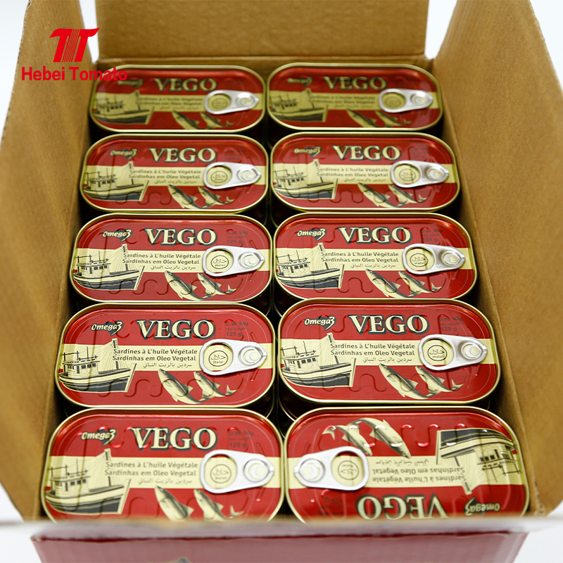 Sardines in Vegetable Oil 125g Lithographed Tin Can Halal Certified Wholesale Price