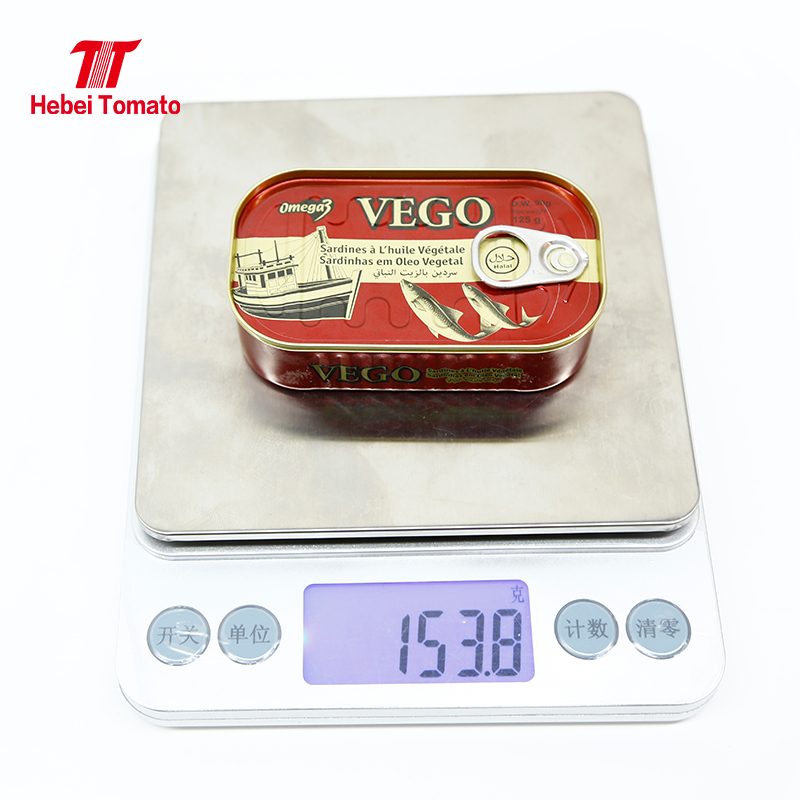 Sardines in Vegetable Oil 125g Lithographed Tin Can Halal Certified Wholesale Price