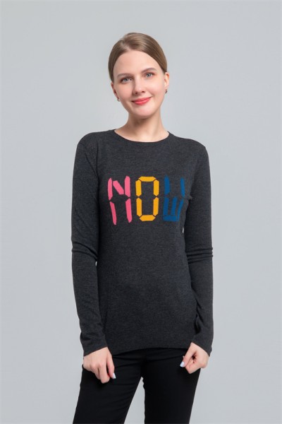 Wool sweater with intarsia letters