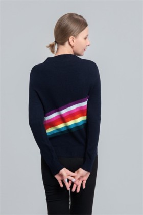Women's jacket with rainbow contrast on back, Women's jacket with rainbow contrast on back