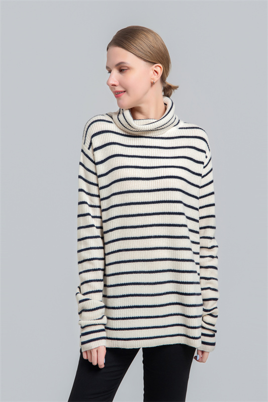 Ladies turtle neck sweater with stripes Ladies turtle neck sweater with stripes