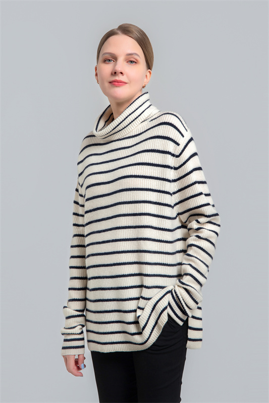 Ladies turtle neck sweater with stripes Ladies turtle neck sweater with stripes