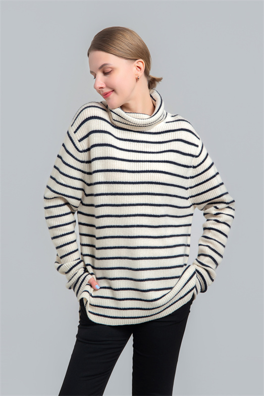Ladies turtle neck sweater with stripes Ladies turtle neck sweater with stripes