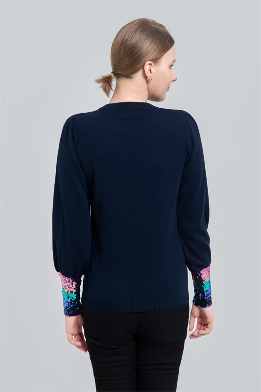 Wool/cashmere sweate with sequin on cuffs Wool/cashmere sweate with sequin on cuffs
